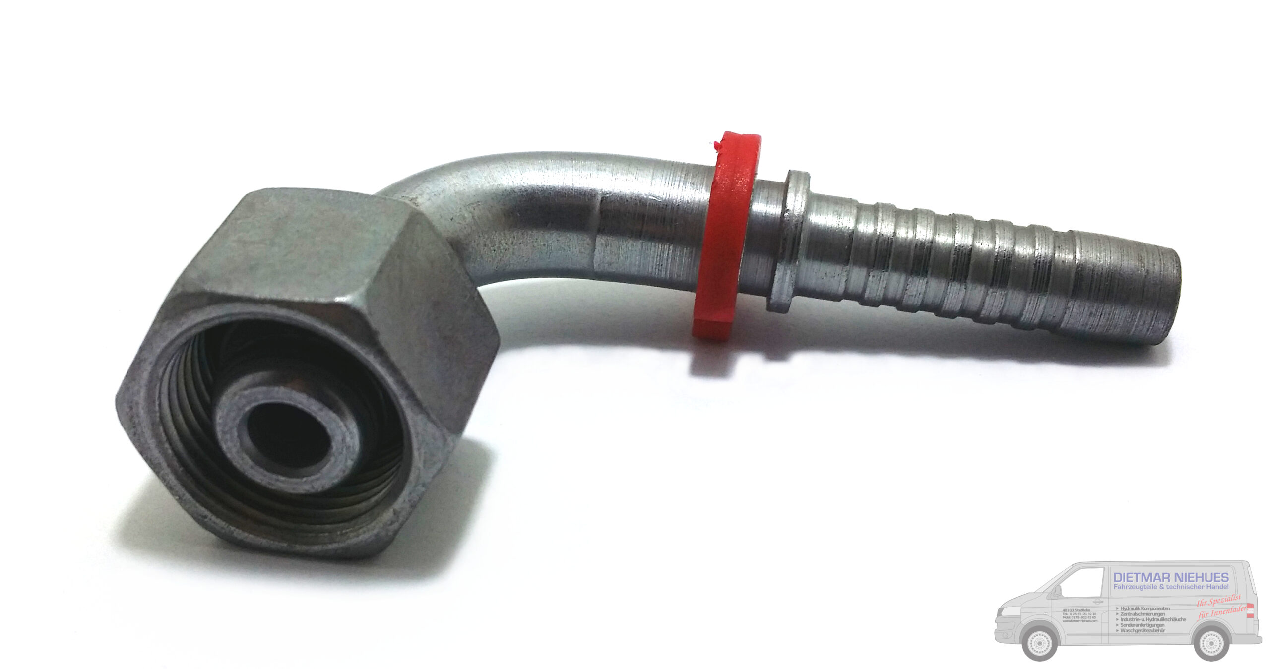 Pressnippel DN40 DKOL-90 42L IG 90°. Stahl verz.